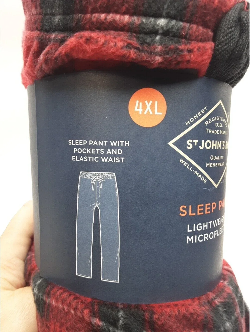 St. Johns Bay - Men's 4XL - Red Tartan Fleece Sleep Pants - Pajama Bottoms